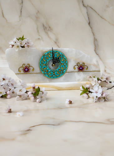 ساعت رومیزی سنگ مرمر با نگارگری تذهیب